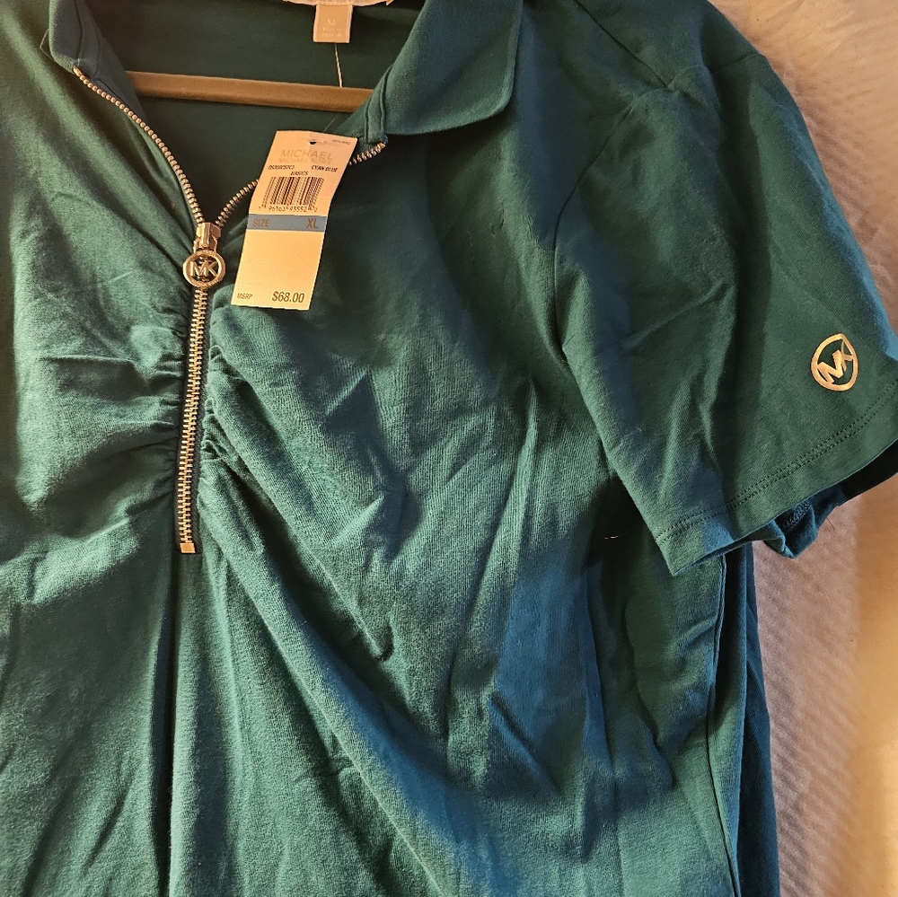 Teal Large Micheal Kors zipper shirt
